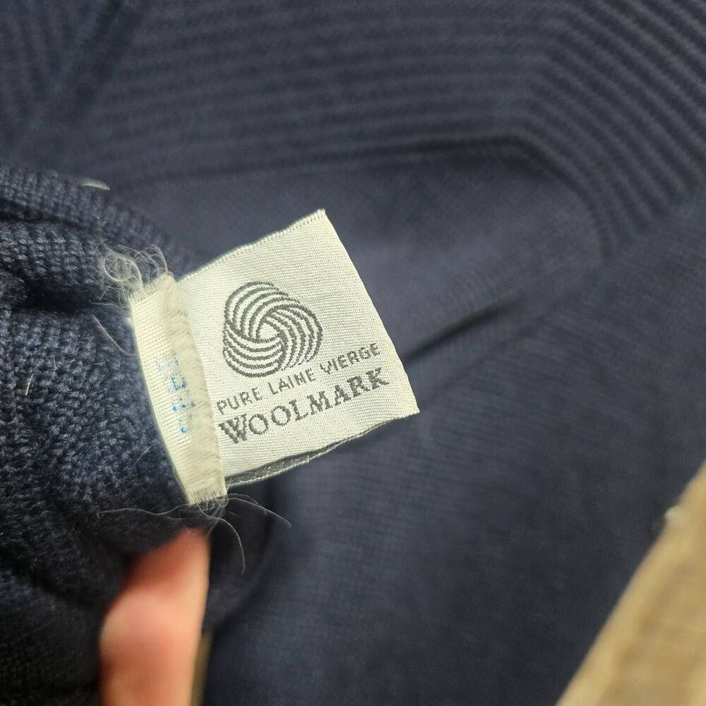 Saint James Vintage Navy Knit Full Zip Wool Sweater 8 Designer Luxury Minimalist - Picture 5 of 7